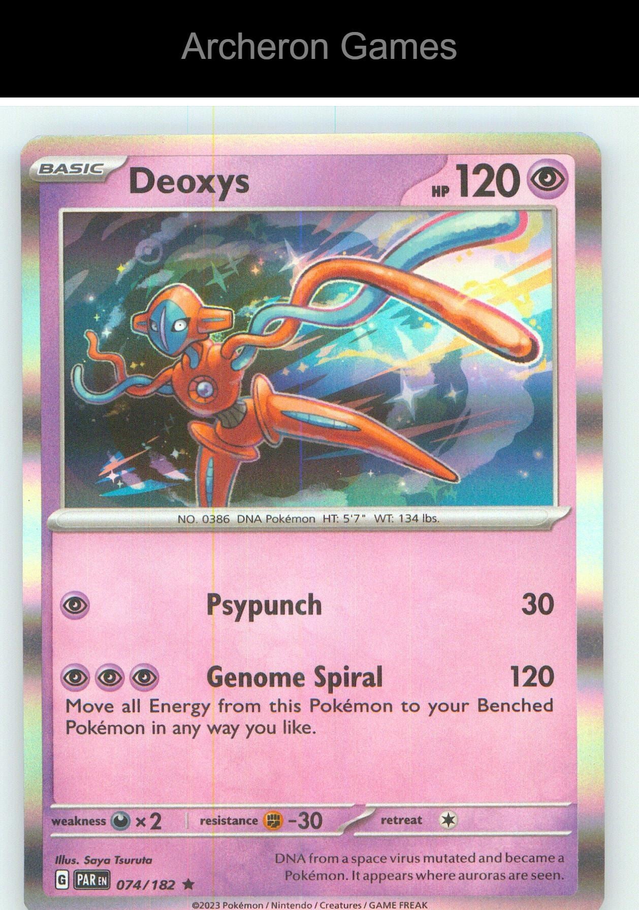 Pokemon Card Deoxys PAR 074/182 R Paradox Rift Holo