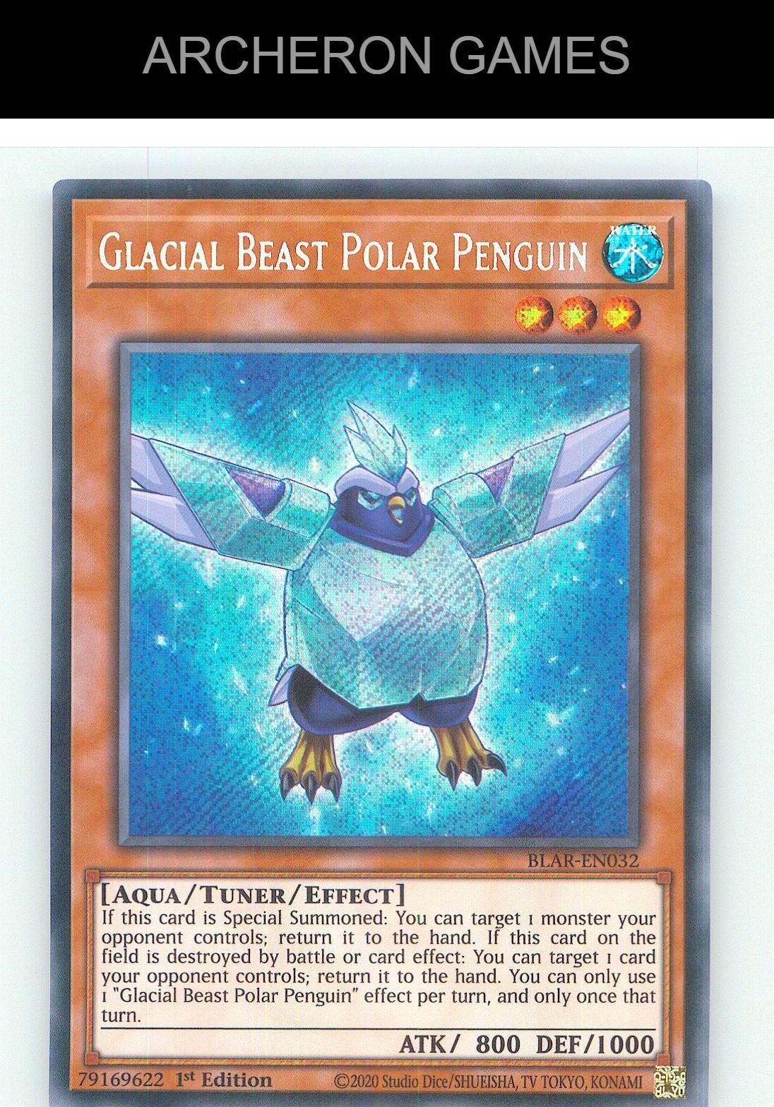 Glacial Beast Polar Penguin SEC YUGIOH Card 1st Edition