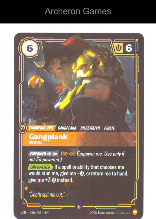 Gangplank - Naval VEN 086/166 R Vendetta Riftbound Card Foil