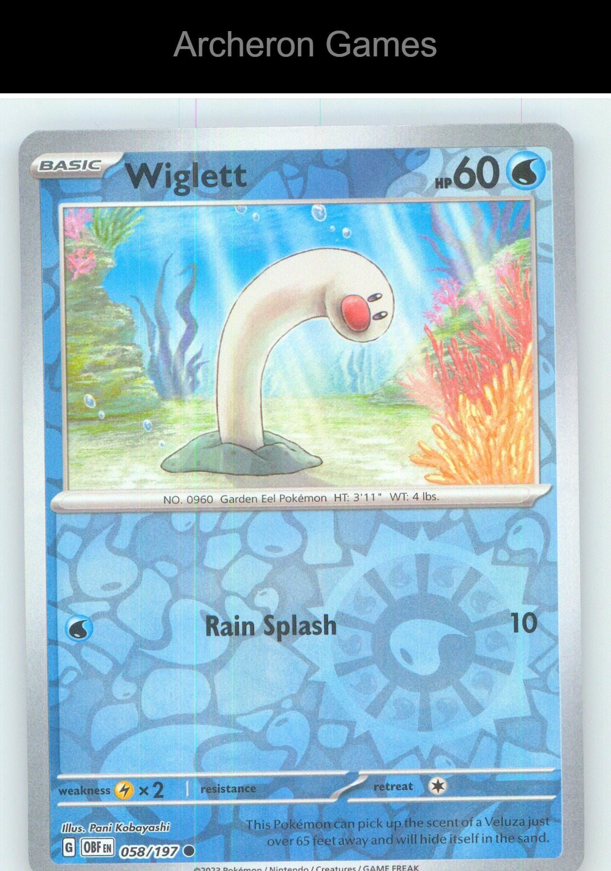 Pokemon Card Wiglett OBF 058/197 C Obsidian Flames Reverse Holo