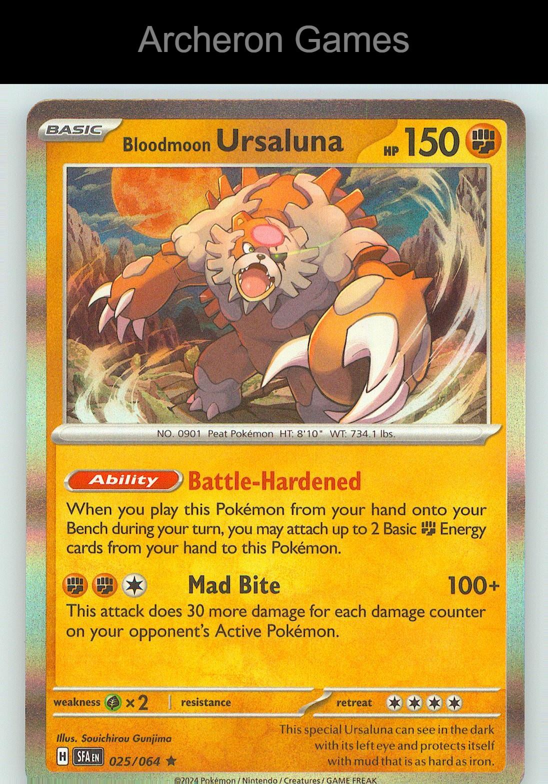 Pokemon Card Bloodmoon Ursaluna SFA 025/064 R Shrouded Fable Holo