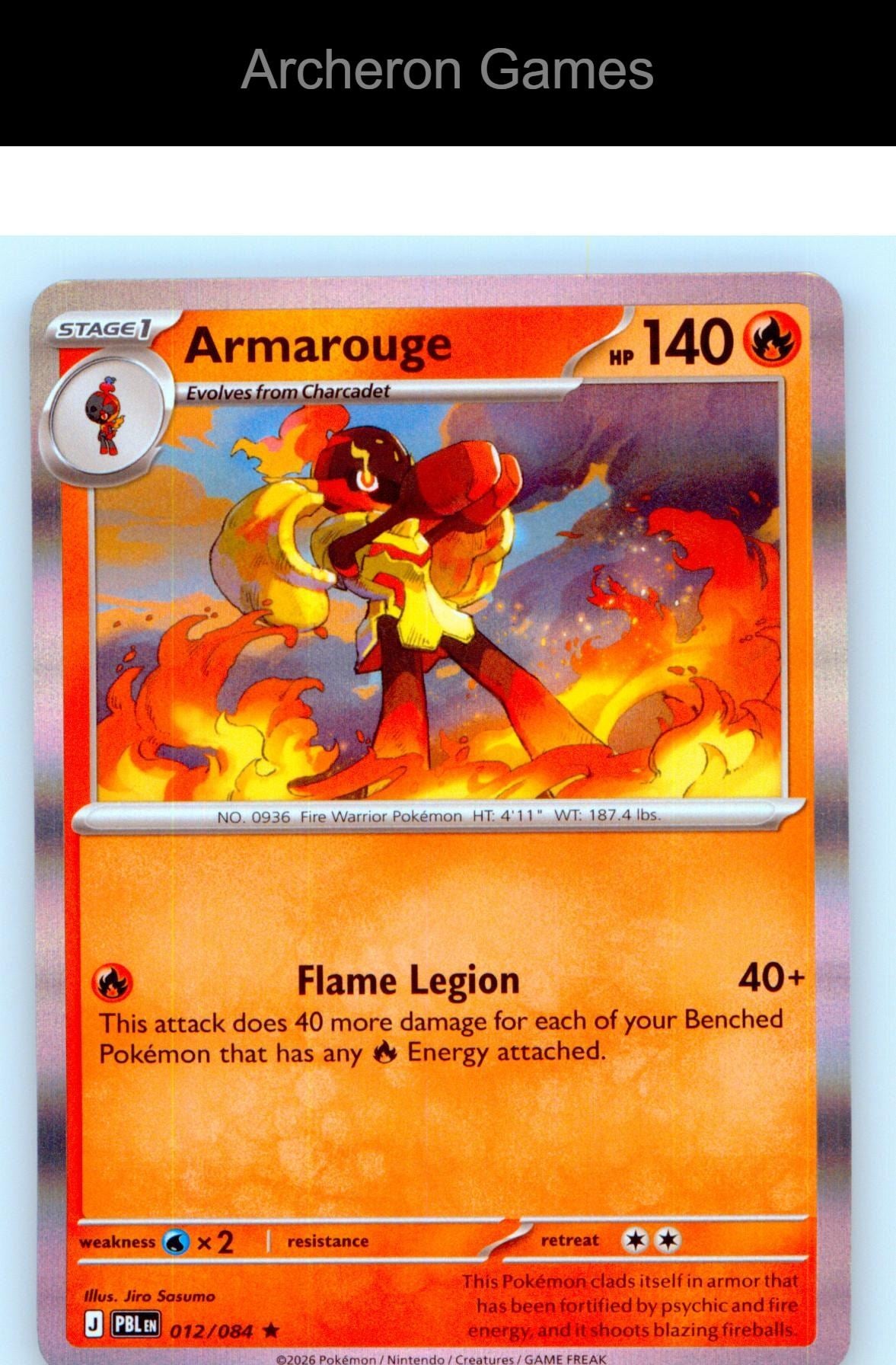 Pokemon Card Armarouge ME05 012/084 R Pitch Black Holo