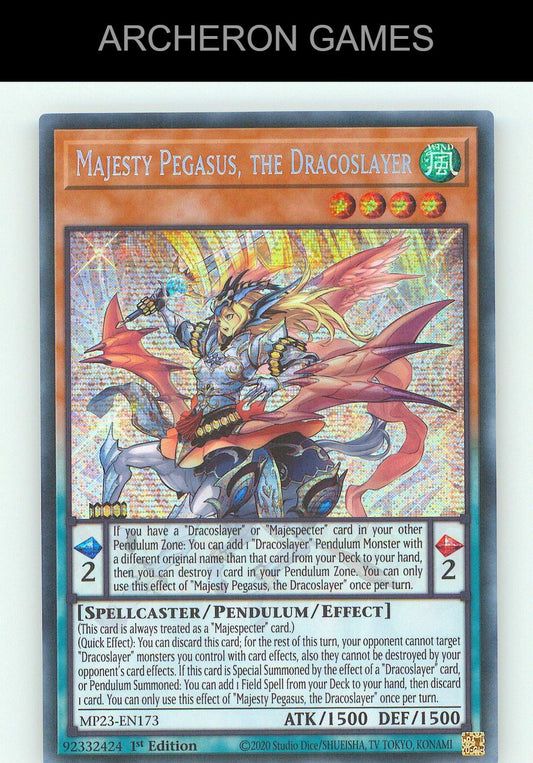 Majesty Pegasus, the Dracoslayer SEC YUGIOH Card