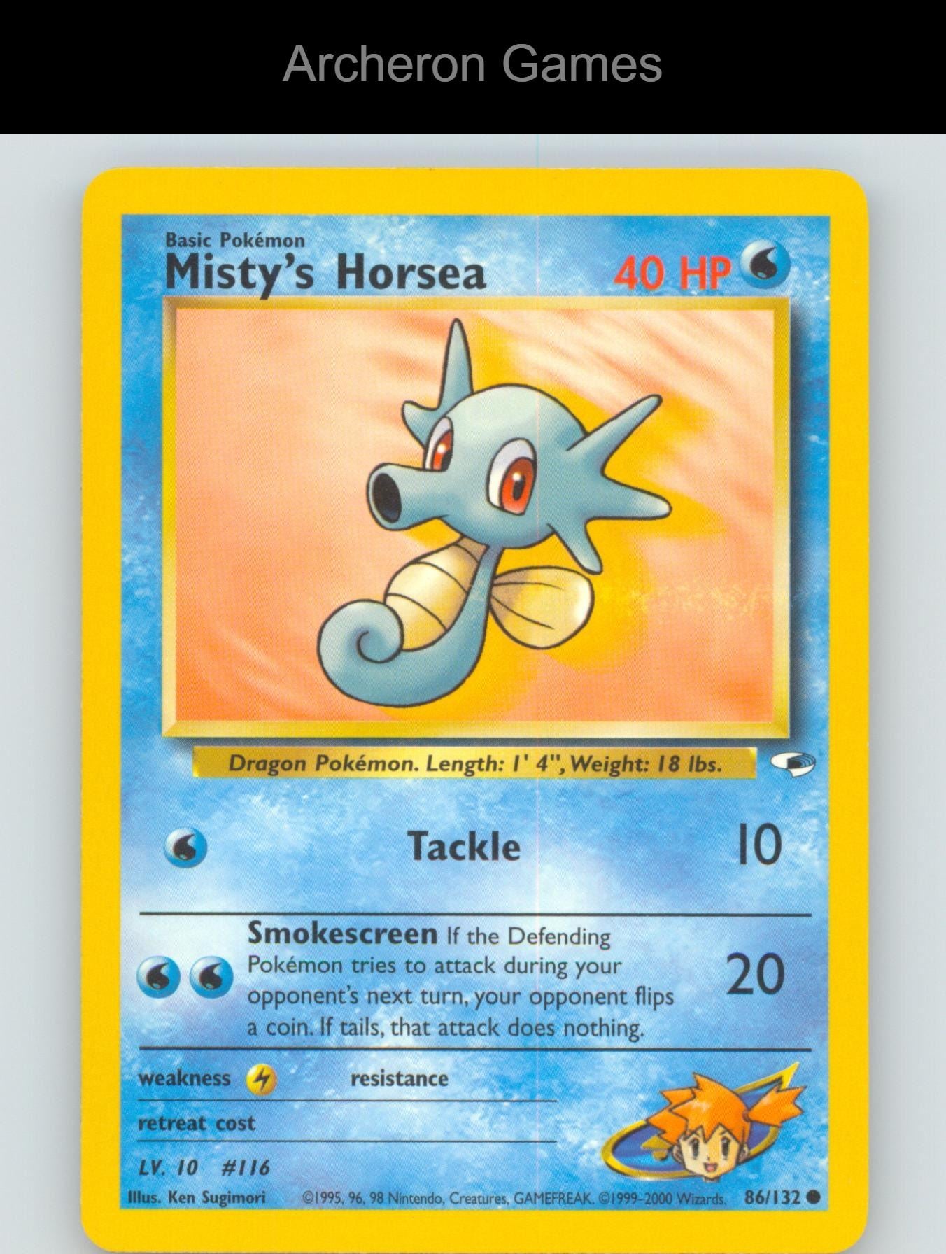 Pokemon Card Misty's Horsea G1 86/132 C Gym Heroes Unlimited