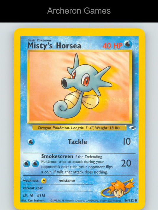 Pokemon Card Misty's Horsea G1 86/132 C Gym Heroes Unlimited