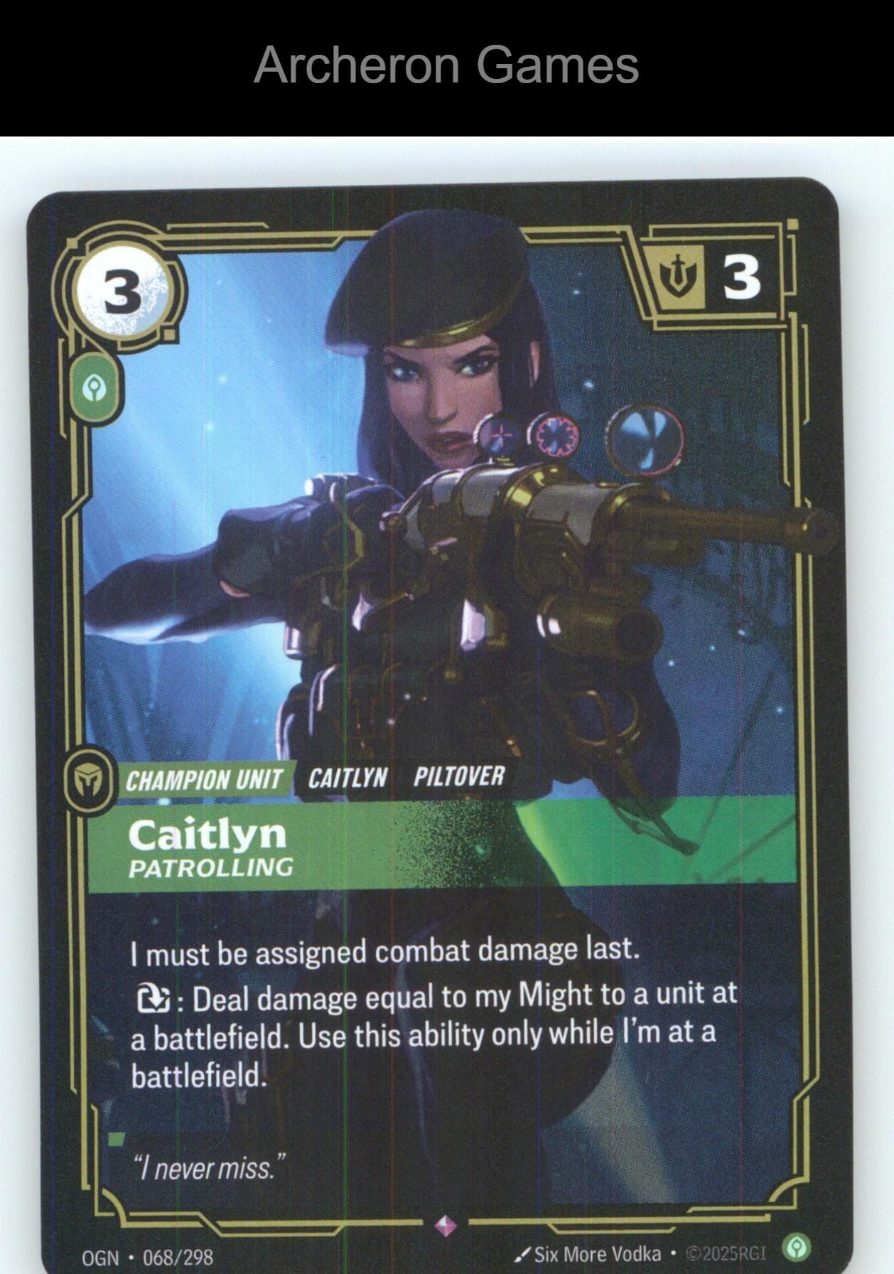 Caitlyn - Patrolling OGN 068/298 R Origins Riftbound Card Foil