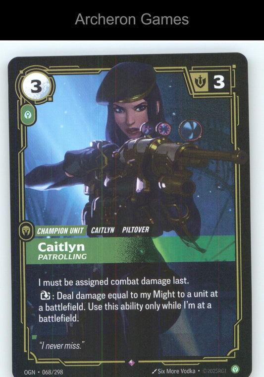 Caitlyn - Patrolling OGN 068/298 R Origins Riftbound Card Foil