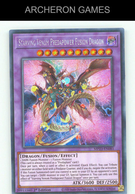 Starving Venom Predapower Fusion Dragon SEC YUGIOH Card