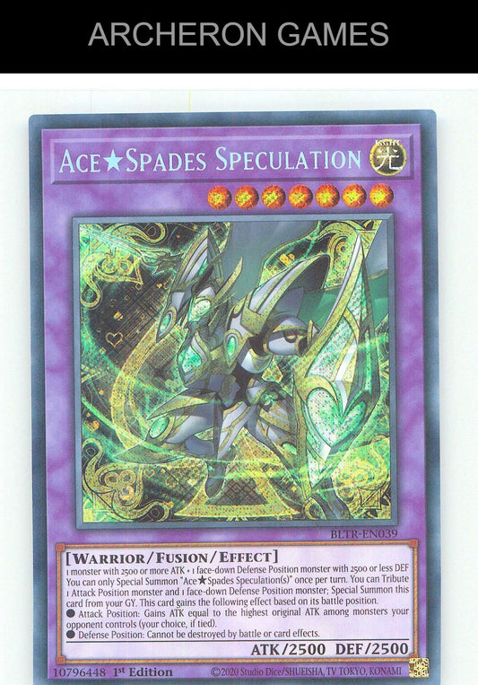 Ace Spades Speculation SEC YUGIOH Card 1st Edition
