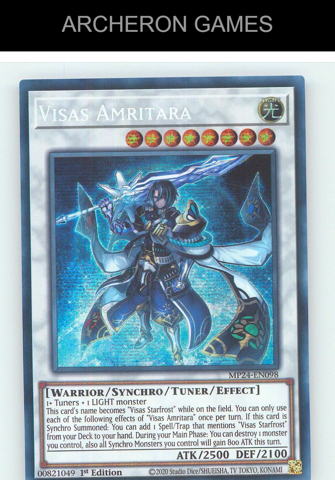 Visas Amritara Prismatic Secret Rare YUGIOH Card 1st Edition