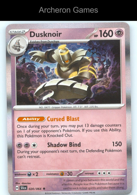 Pokemon Card Dusknoir SFA 020/064 R Shrouded Fable Holo