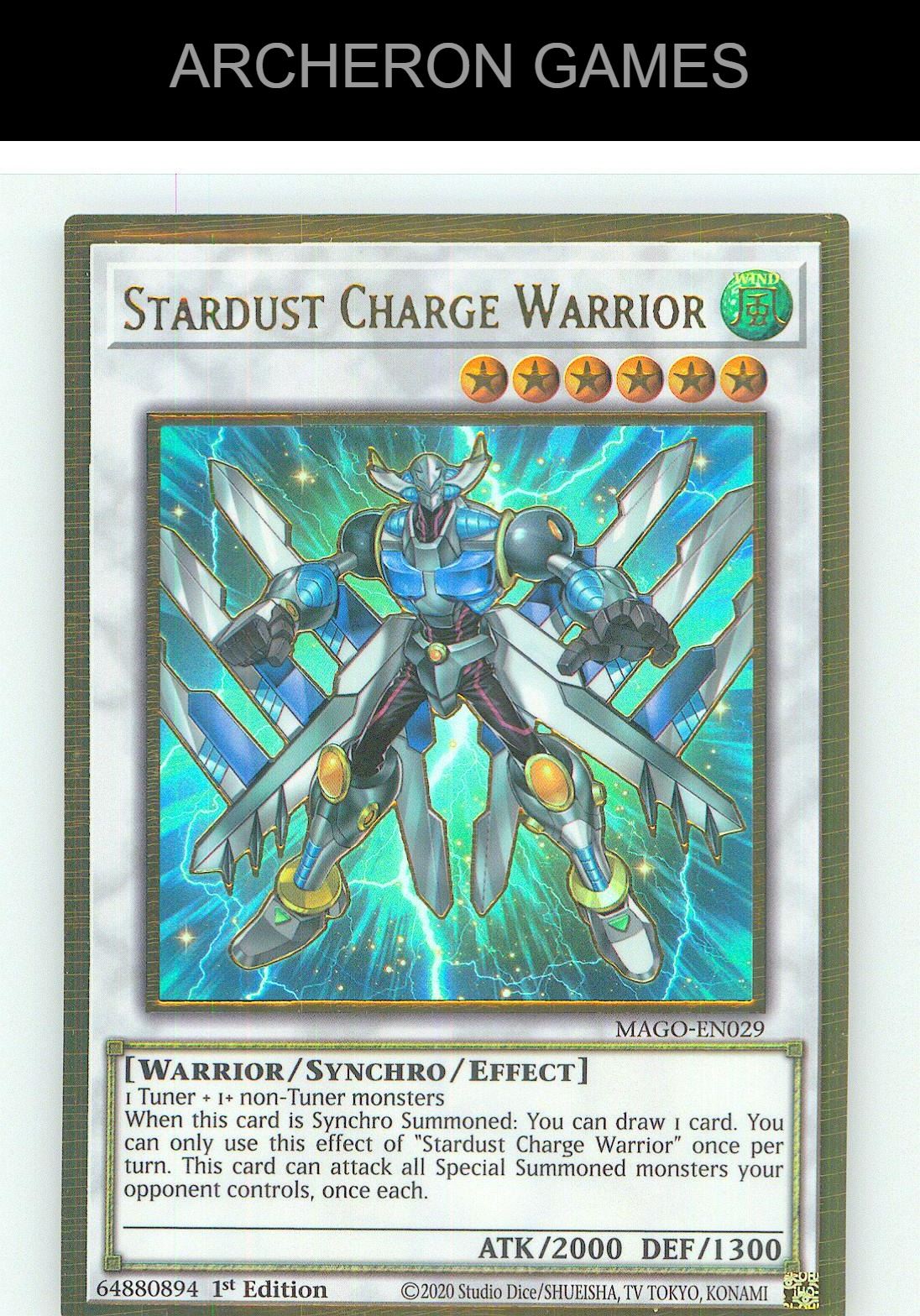 Stardust Charge Warrior Premium Gold Rare YUGIOH Card 1st Edition