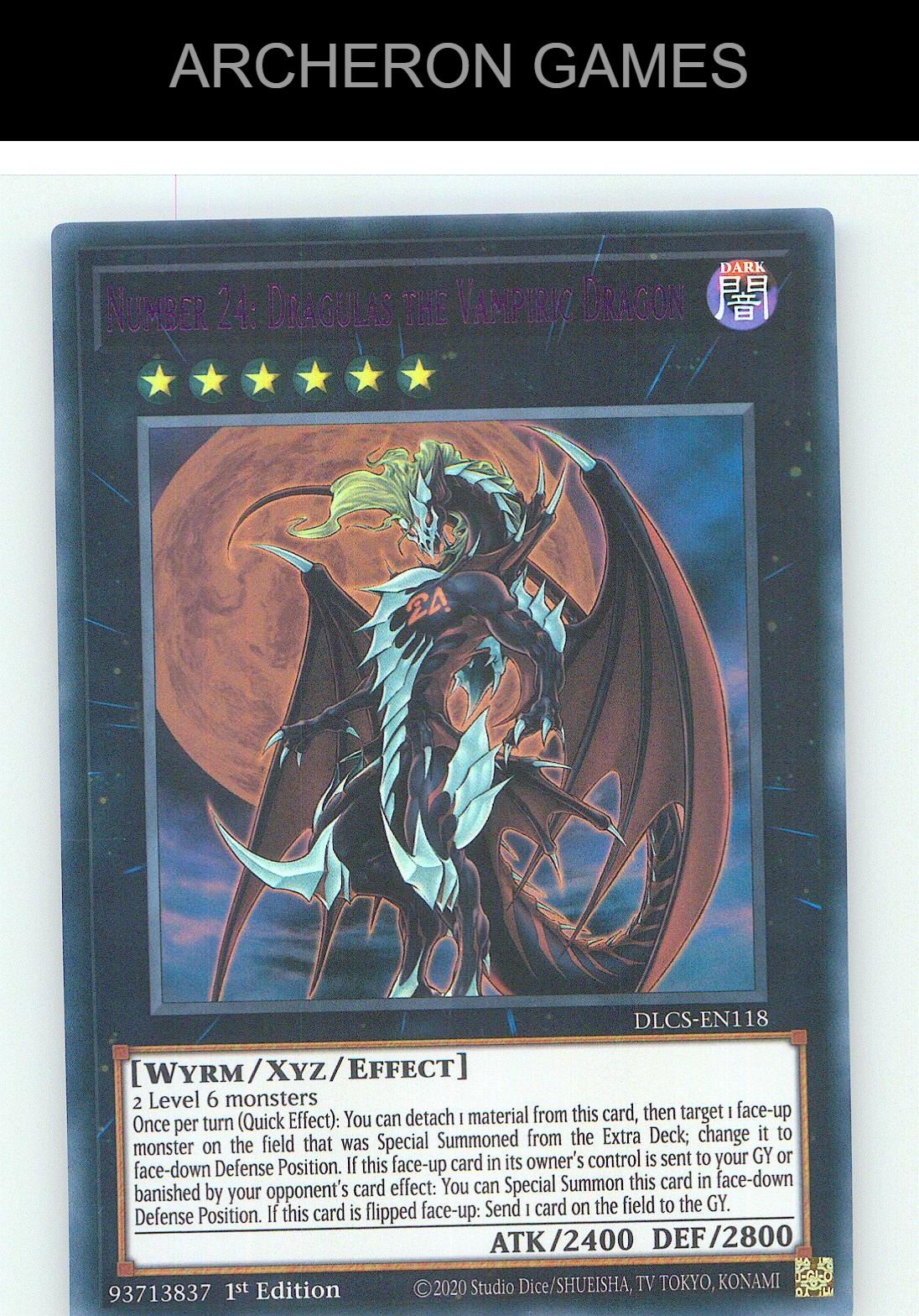 Number 24: Dragulas the Vampiric Dragon (Purple) YUGIOH Card 1st Edition