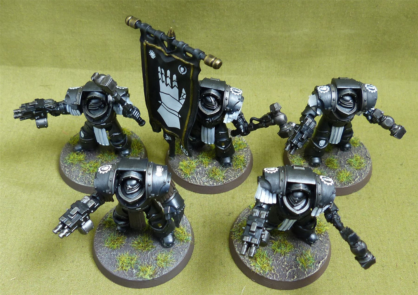 Legion Cataphractii Terminator Command Squad painted - Iron Hands - Warhammer Horus Heresy #2QA
