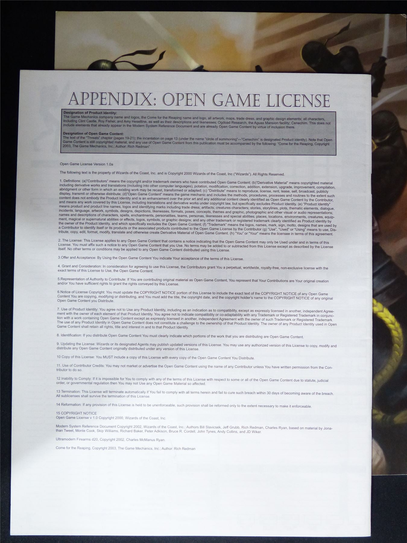 d20 System Modern GM Screen - Roleplay Booklet #1WX