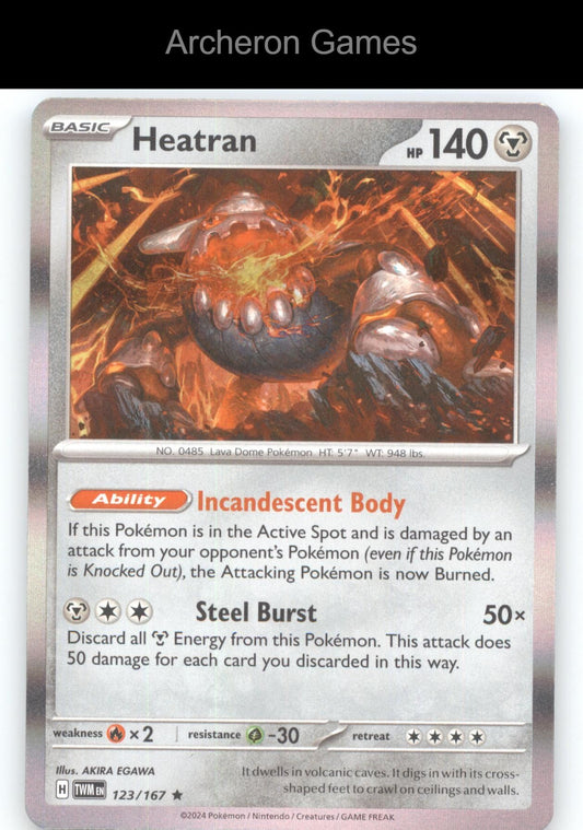 Pokemon Card Heatran TWM 123/167 R Twilight Masquerade Holo