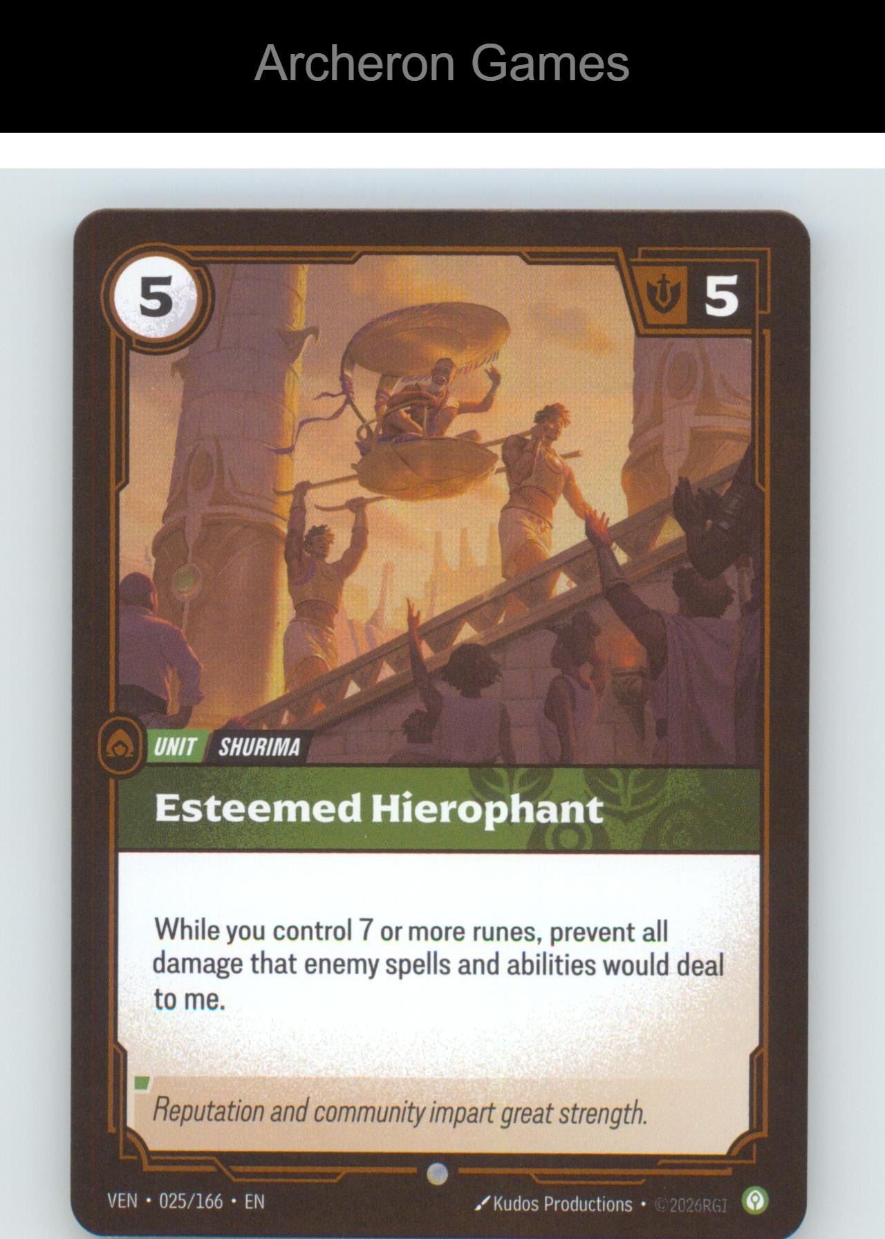 Esteemed Hierophant VEN 025/166 C Vendetta Riftbound Card Foil