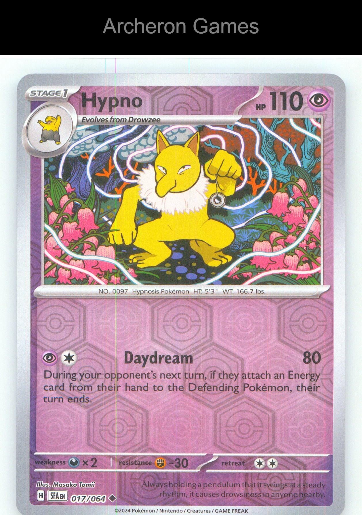 Pokemon Card Hypno SFA 017/064 UC Shrouded Fable Reverse Holo