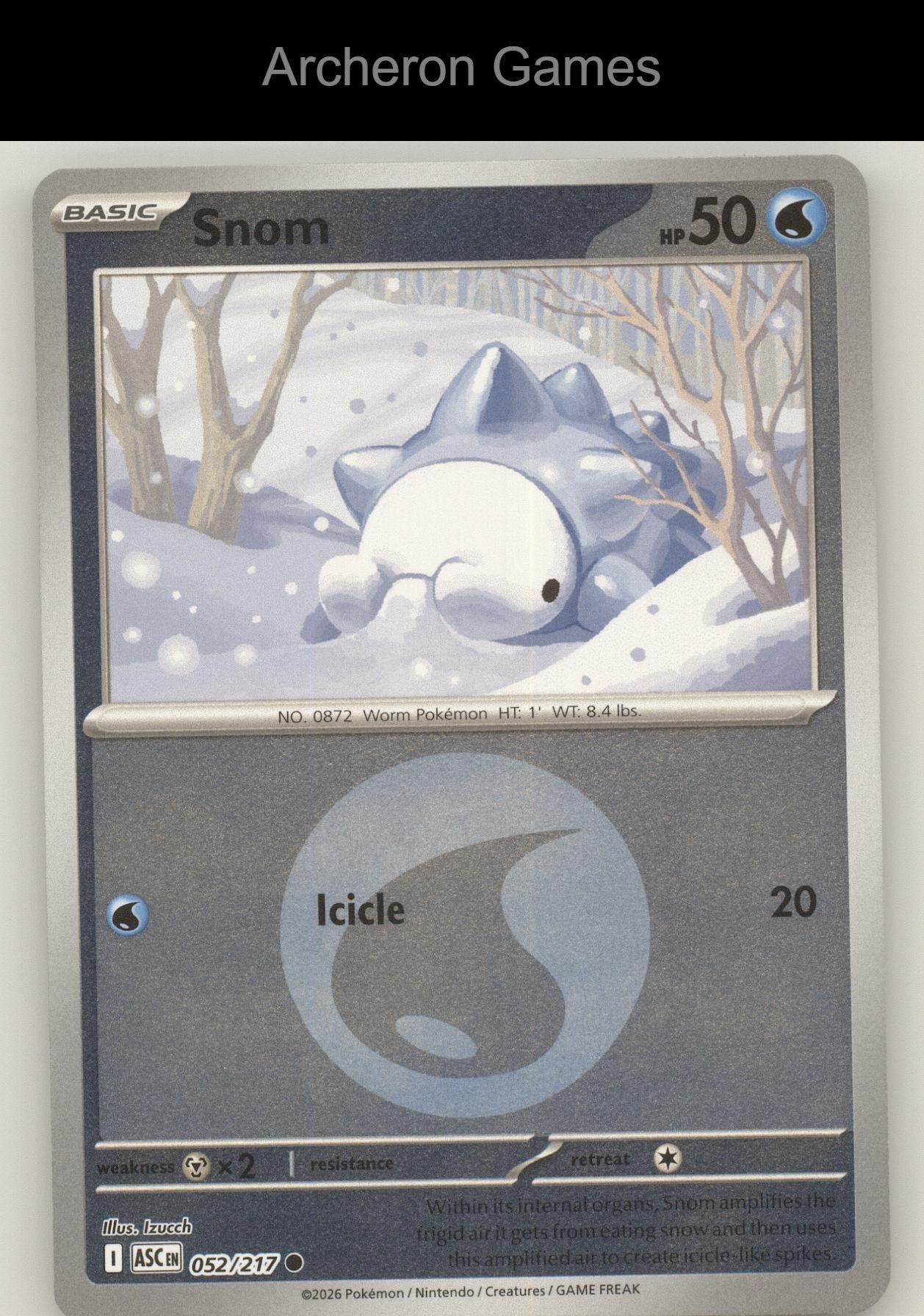 Pokemon Card Snom (Energy Symbol Pattern) ASC 052/217  Reverse Holo