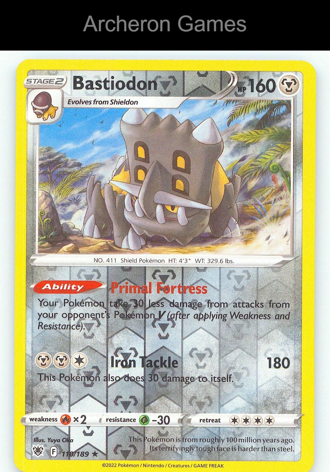 Pokemon Card Bastiodon ASR 110/189 R Astral Radiance Reverse Holo