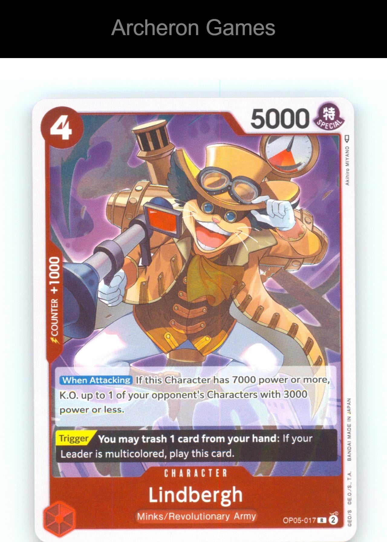 Lindbergh OP05-017 R One Piece Card NM/EX+ Foil