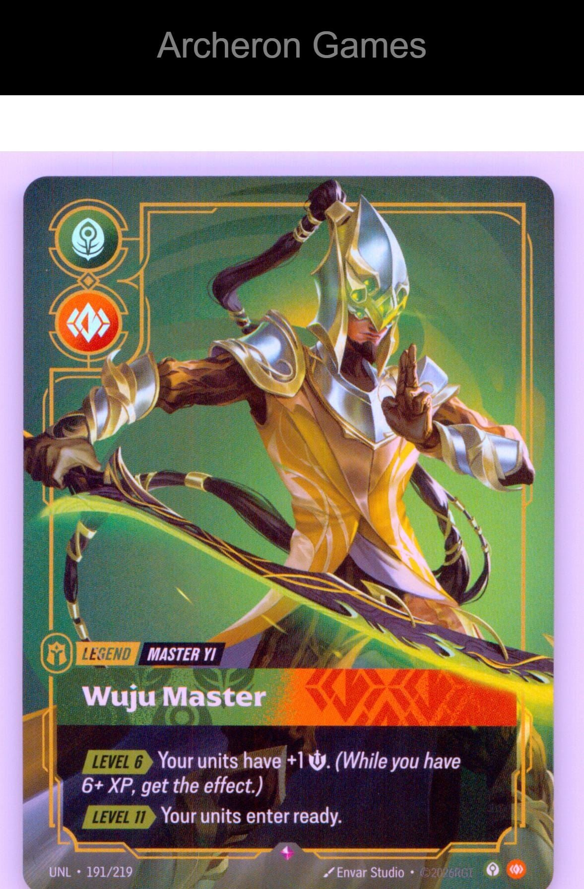 Master Yi - Wuju Master UNL 191/219 R Unleashed Riftbound Card