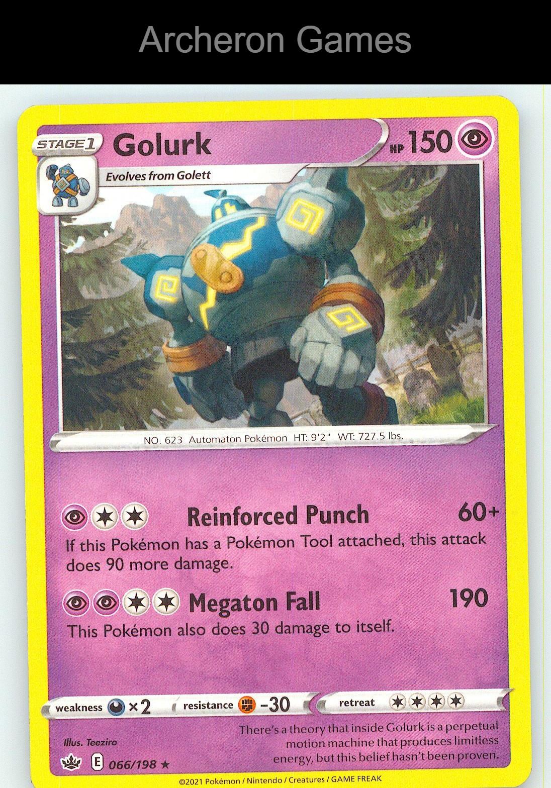 Pokemon Card Golurk CRE 066/198 R Chilling Reign