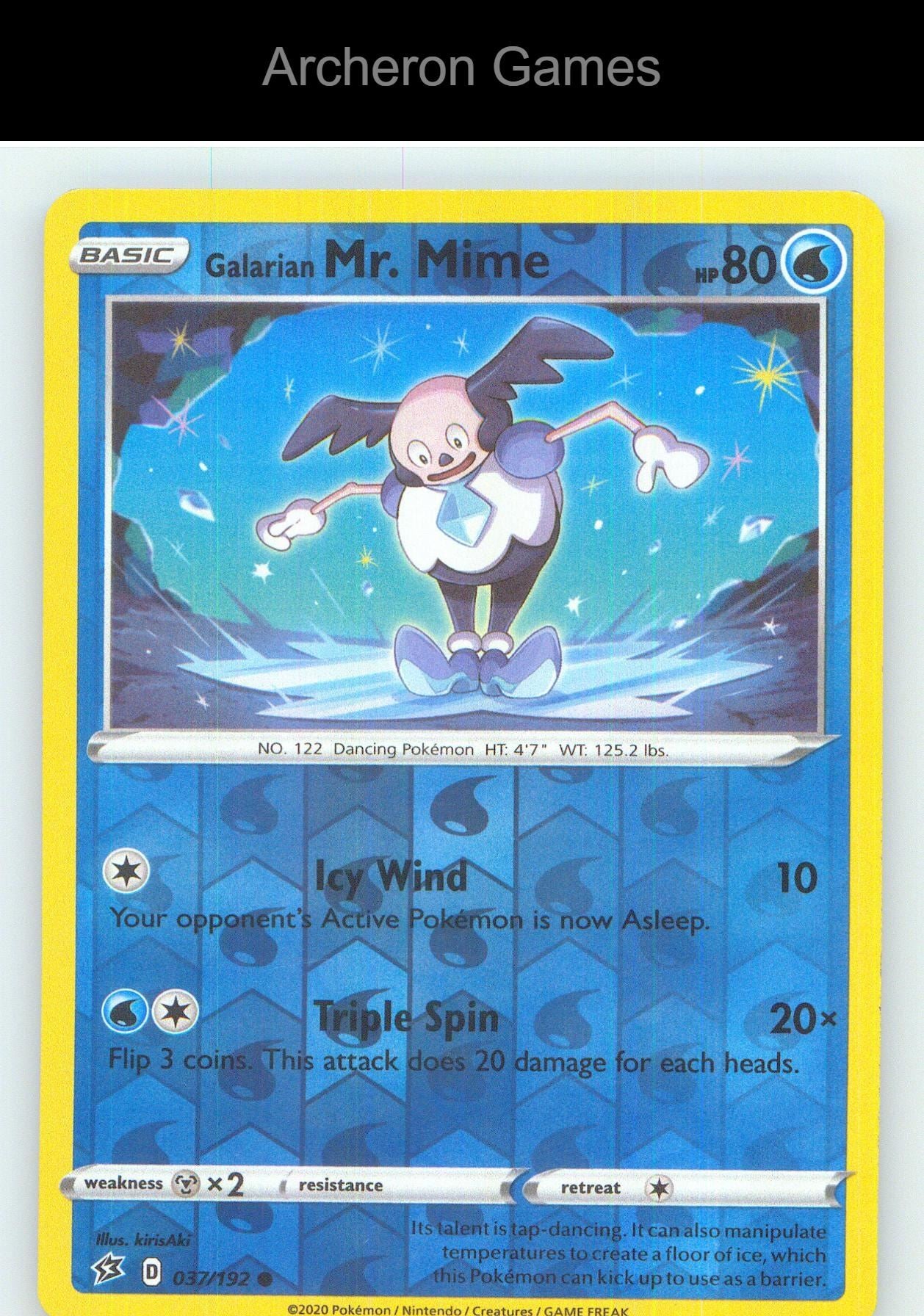 Pokemon Card Galarian Mr. Mime RCL 037/192 C Rebel Clash Reverse Holo