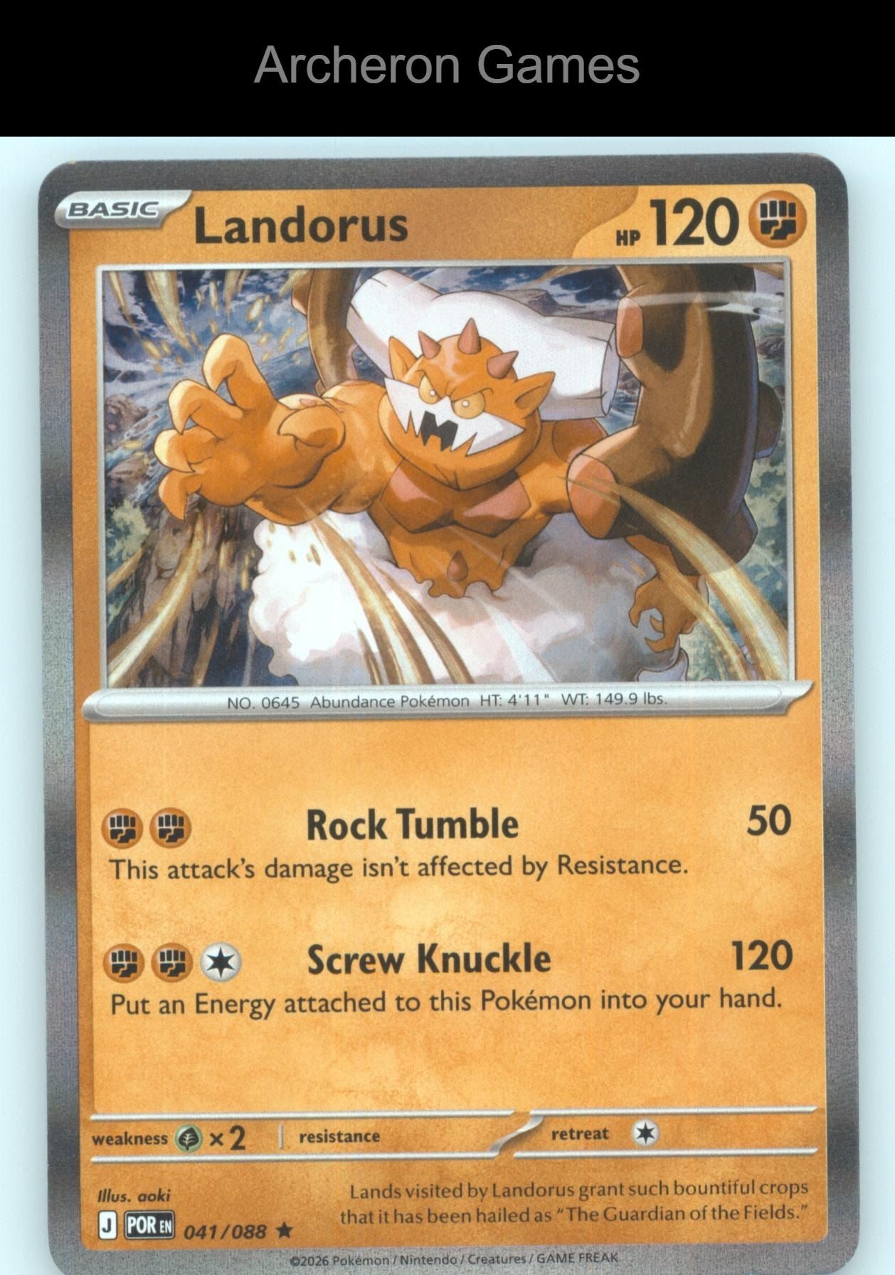 Pokemon Card Landorus ME03 041/088 R Perfect Order Holo