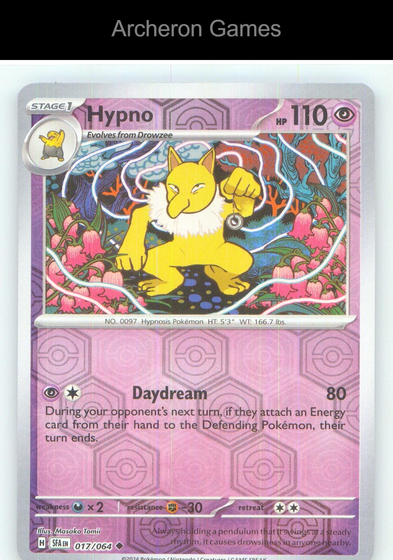 Pokemon Card Hypno SFA 017/064 UC Shrouded Fable Reverse Holo