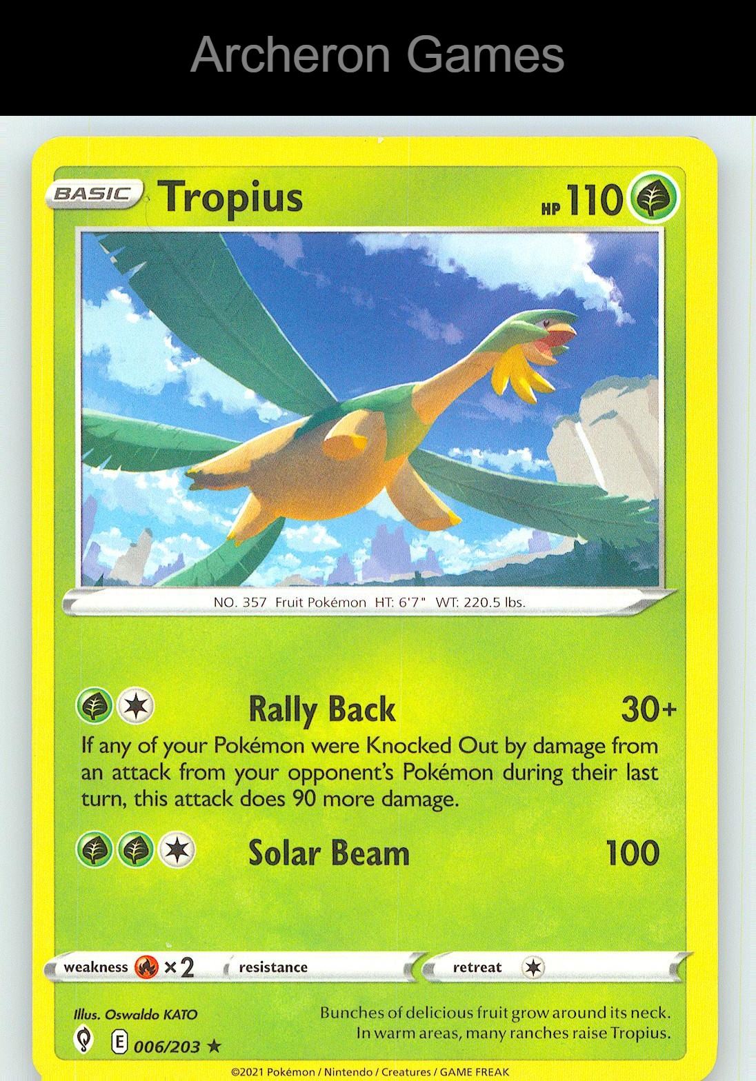 Pokemon Card Tropius EVS 006/203 R Evolving Skies