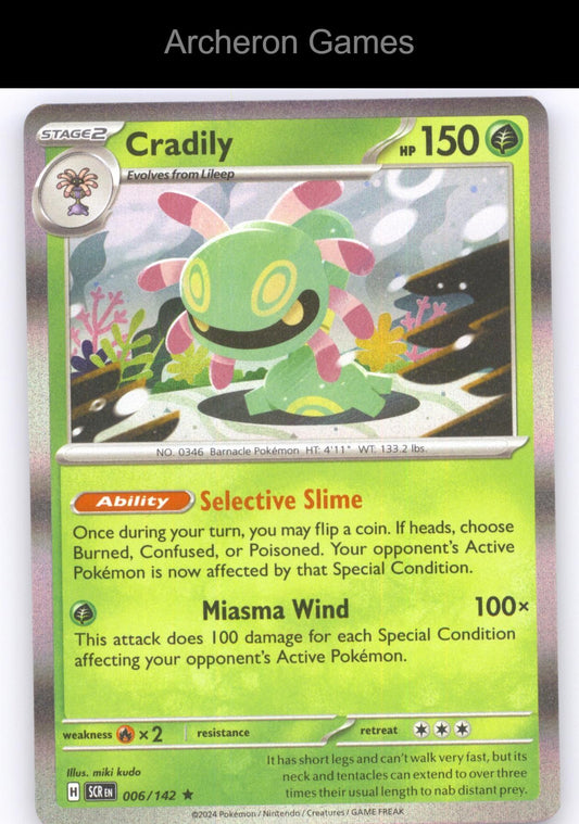 Pokemon Card Cradily SCR 6/142 R Stellar Crown Holo
