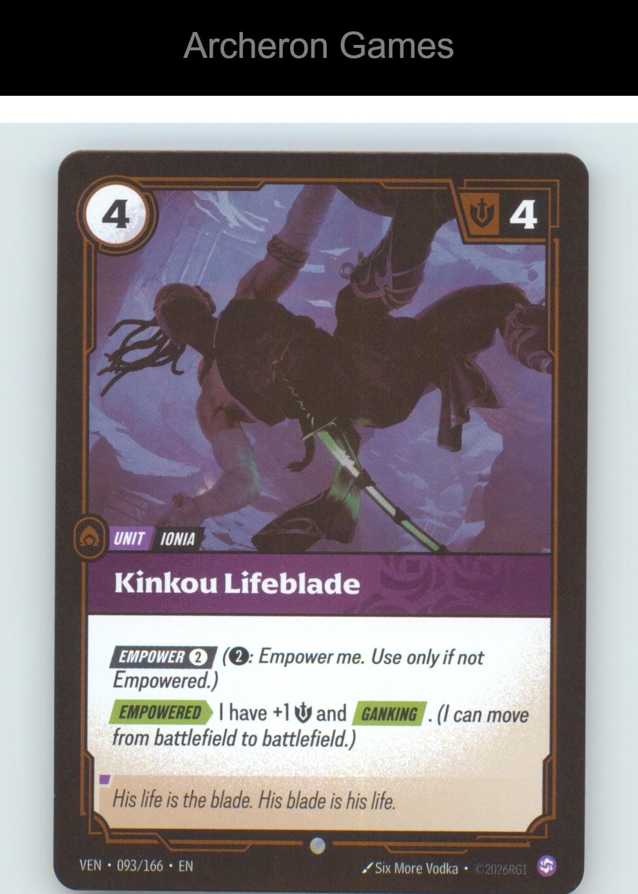Kinkou Lifeblade VEN 093/166 C Vendetta Riftbound Card Foil