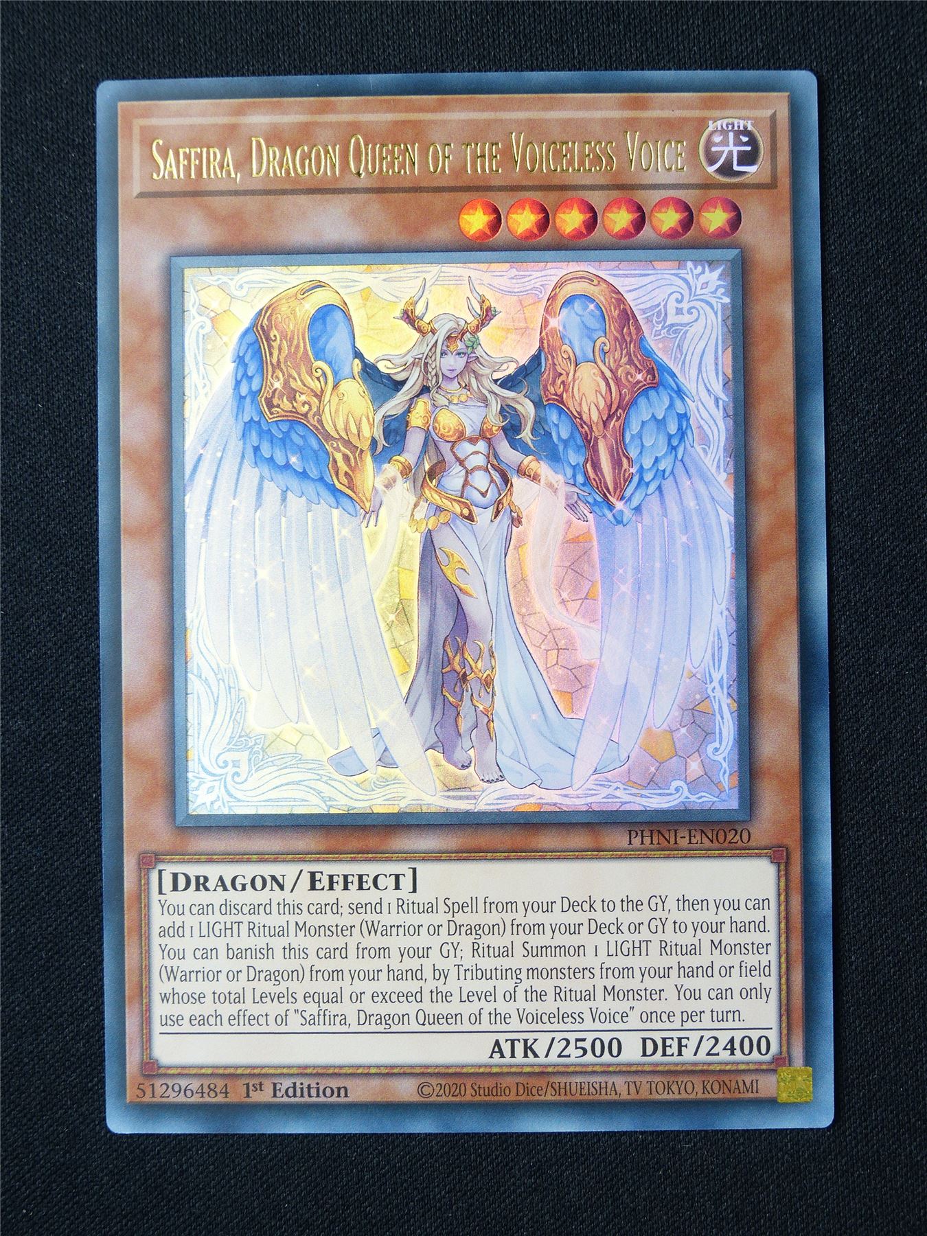 Saffira Dragon Queen of the Voiceless Voice PHNI Ultra Rare - 1st ed Yugioh Card #2T2