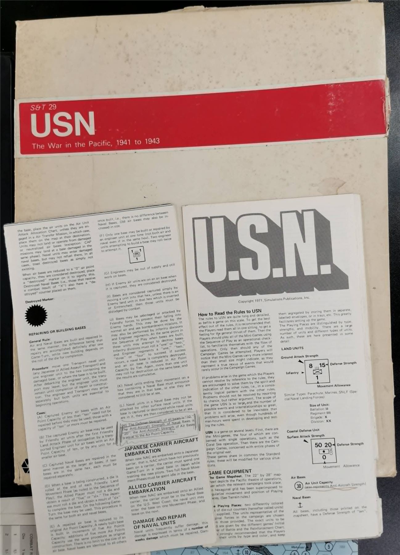 USN The War in the Pacific 1941 to 1943 - SPI Game #QY