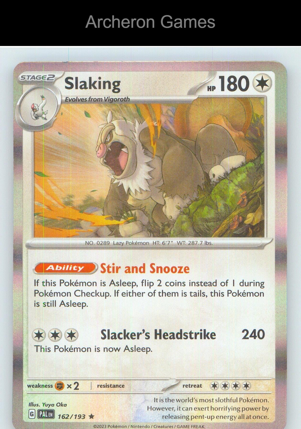 Pokemon Card Slaking PAL 162/193 R Paldea Evolved Holo