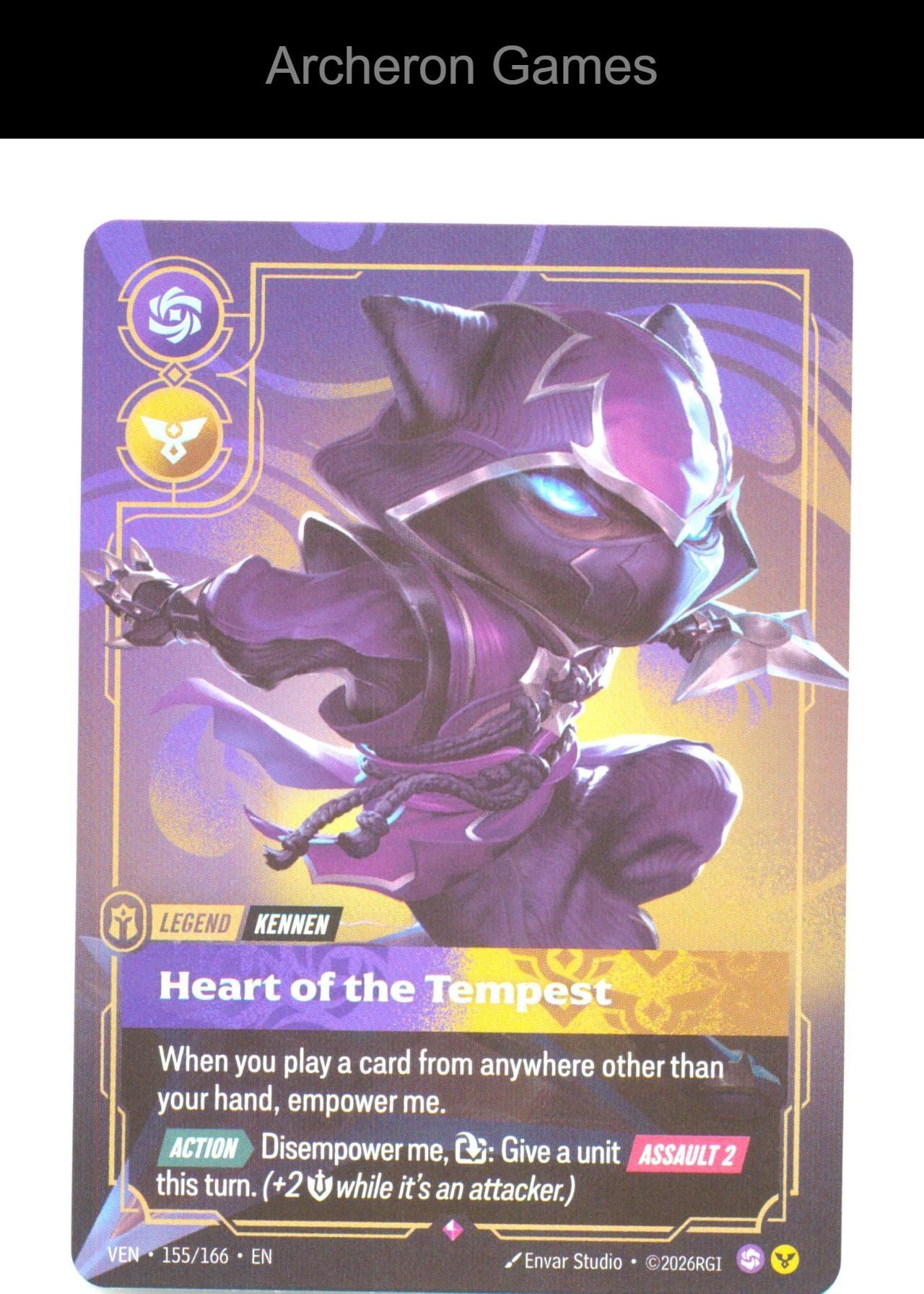 Kennen - Heart of the Tempest VEN 155/166 R Vendetta Riftbound Card Foil