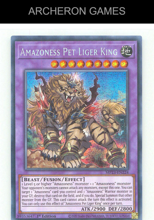 Amazoness Pet Liger King Prismatic Secret Rare YUGIOH Card 1st Edition