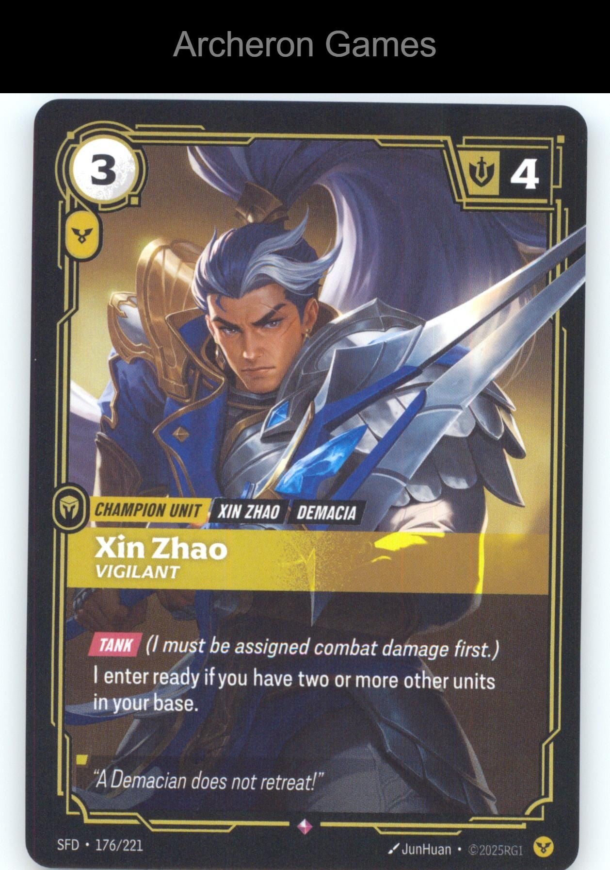 Xin Zhao - Vigilant SFD 176/221 R  Card Spiritforged