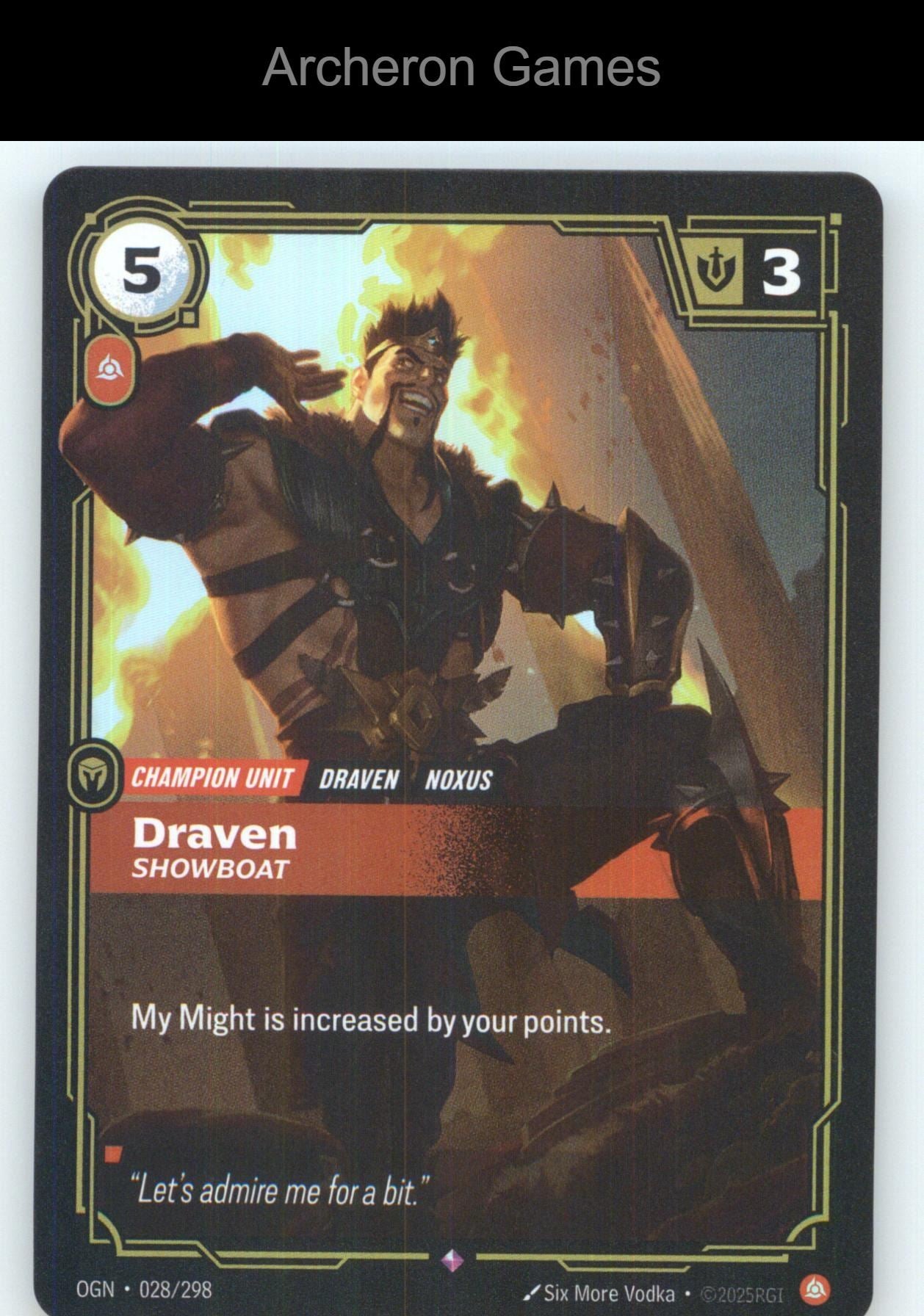 Draven - Showboat OGN 028/298 R Origins Riftbound Card Foil