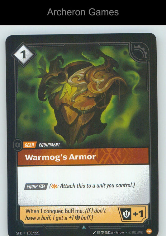 Warmog's Armor SFD 108/221 UC Spiritforged Riftbound Card