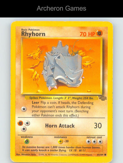 Pokemon Card Rhyhorn JU 61/64 C Jungle Unlimited