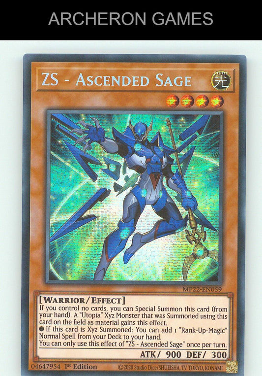 ZS - Ascended Sage SEC YUGIOH Card
