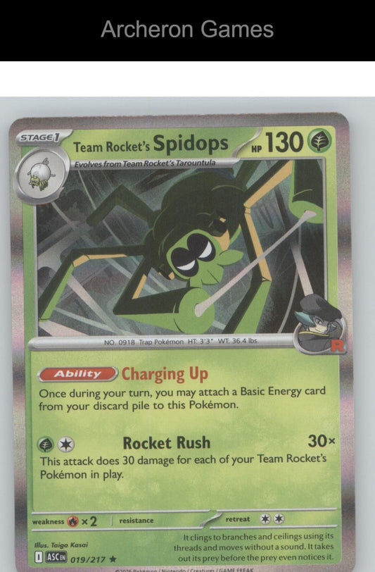 Pokemon Card Team Rocket's Spidops ASC 019/217 R Ascended Heroes Holo