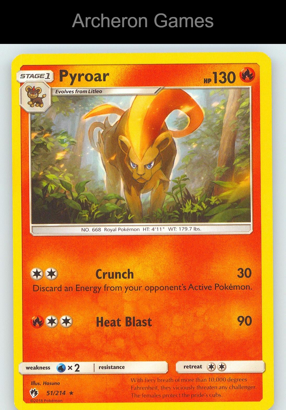 Pokemon Card Pyroar LOT 51/214 R Lost Thunder