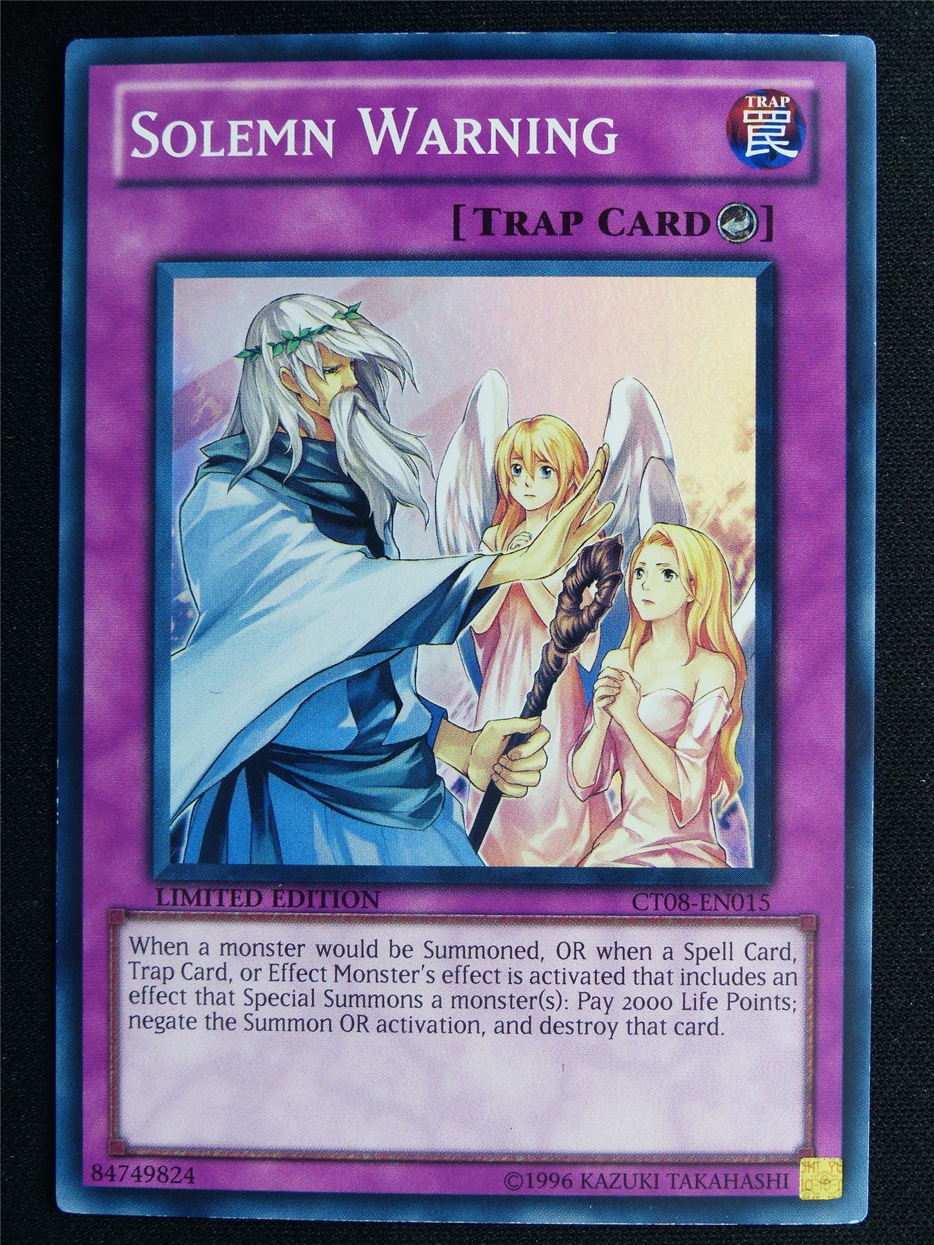 Solemn Warning CT08 Super Rare - lim ed Yugioh Card #4QW