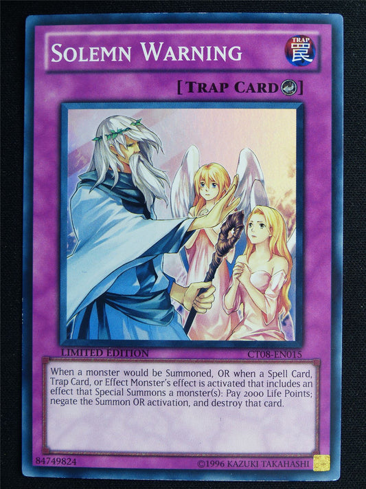 Solemn Warning CT08 Super Rare - lim ed Yugioh Card #4QW