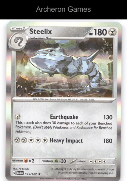 Pokemon Card Steelix PAR 125/182 R Paradox Rift Holo