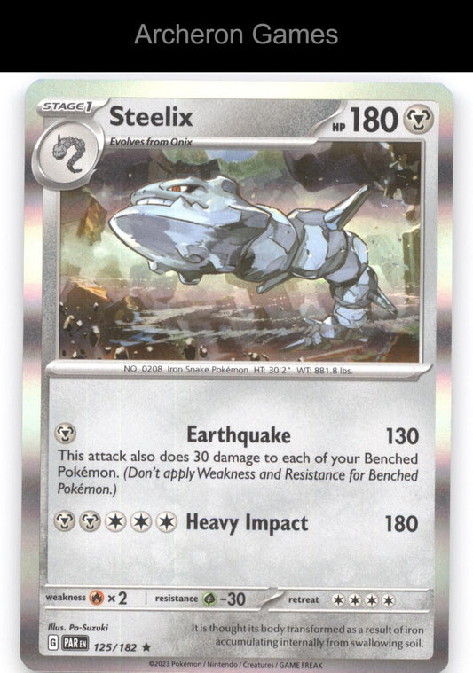 Pokemon Card Steelix PAR 125/182 R Paradox Rift Holo