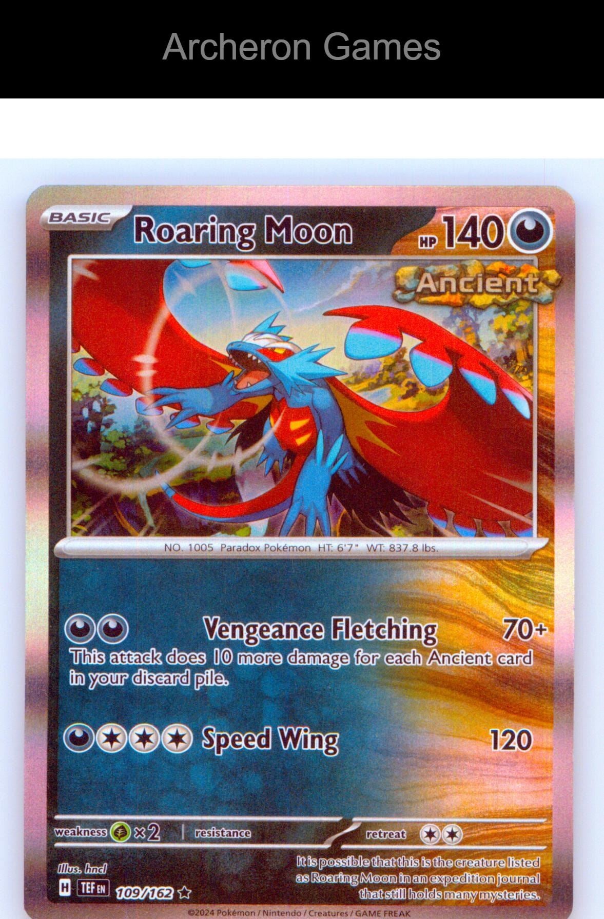 Pokemon Card Roaring Moon TEF 109/162 R Temporal Forces Holo